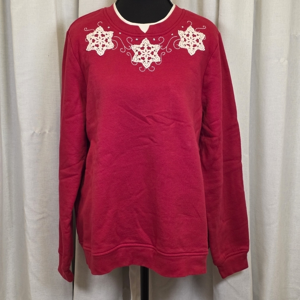 Breckenridge Red Snowflake Holiday Sweatshirt Women’s Medium